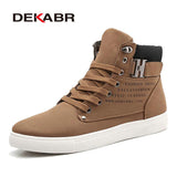 DEKABR 2017 Hot Men Shoes Fashion Warm Fur Winter Men Boots Autumn Leather Footwear For Man New High Top Canvas Casual Shoes Men