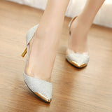 HEE GRAND Women Pumps Shoes High Quality Fashion PU Leather Thin High Heel Pumps Gold Sliver Shoes Woman Size Plus 35-40 XWZ119