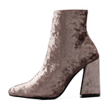 New Arrival Autumn Winter Ankle Boots Streetwear Brand New Shoes High Top Corduroy Velvet Ankle Boots Bootie Pump Block Heels