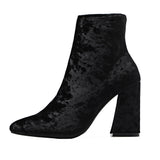 New Arrival Autumn Winter Ankle Boots Streetwear Brand New Shoes High Top Corduroy Velvet Ankle Boots Bootie Pump Block Heels