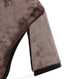 New Arrival Autumn Winter Ankle Boots Streetwear Brand New Shoes High Top Corduroy Velvet Ankle Boots Bootie Pump Block Heels