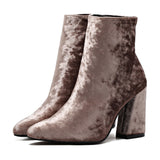 New Arrival Autumn Winter Ankle Boots Streetwear Brand New Shoes High Top Corduroy Velvet Ankle Boots Bootie Pump Block Heels