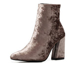 New Arrival Autumn Winter Ankle Boots Streetwear Brand New Shoes High Top Corduroy Velvet Ankle Boots Bootie Pump Block Heels