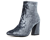 New Arrival Autumn Winter Ankle Boots Streetwear Brand New Shoes High Top Corduroy Velvet Ankle Boots Bootie Pump Block Heels